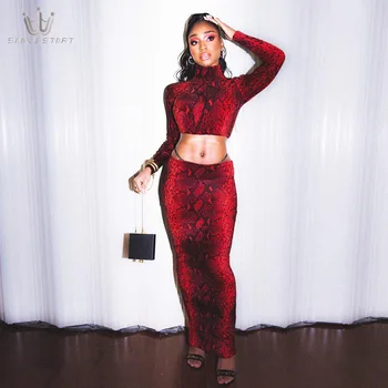 

Women's Two Piece Set New Style Long Sleeve Short Round Neck Top Hip Dress Set Turtleneck High Street Women Two Piece Outfits