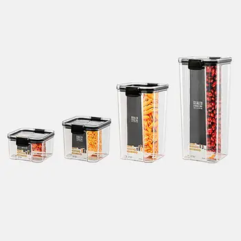 

4Pcs/set Food Storage Container Plastic Kitchen Refrigerator Noodle Box Multigrain Storage Tank Transparent Sealed Cans