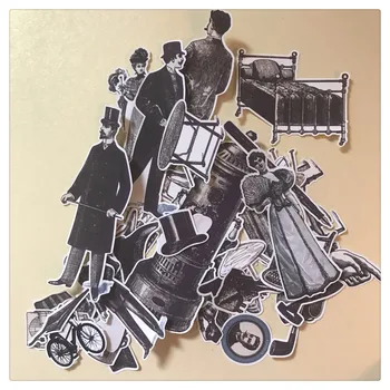 

50Pcs/Bag Vintage Black White People Furniture Sticker DIY Craft Scrapbooking Album Junk Journal Planner Decorative Stickers