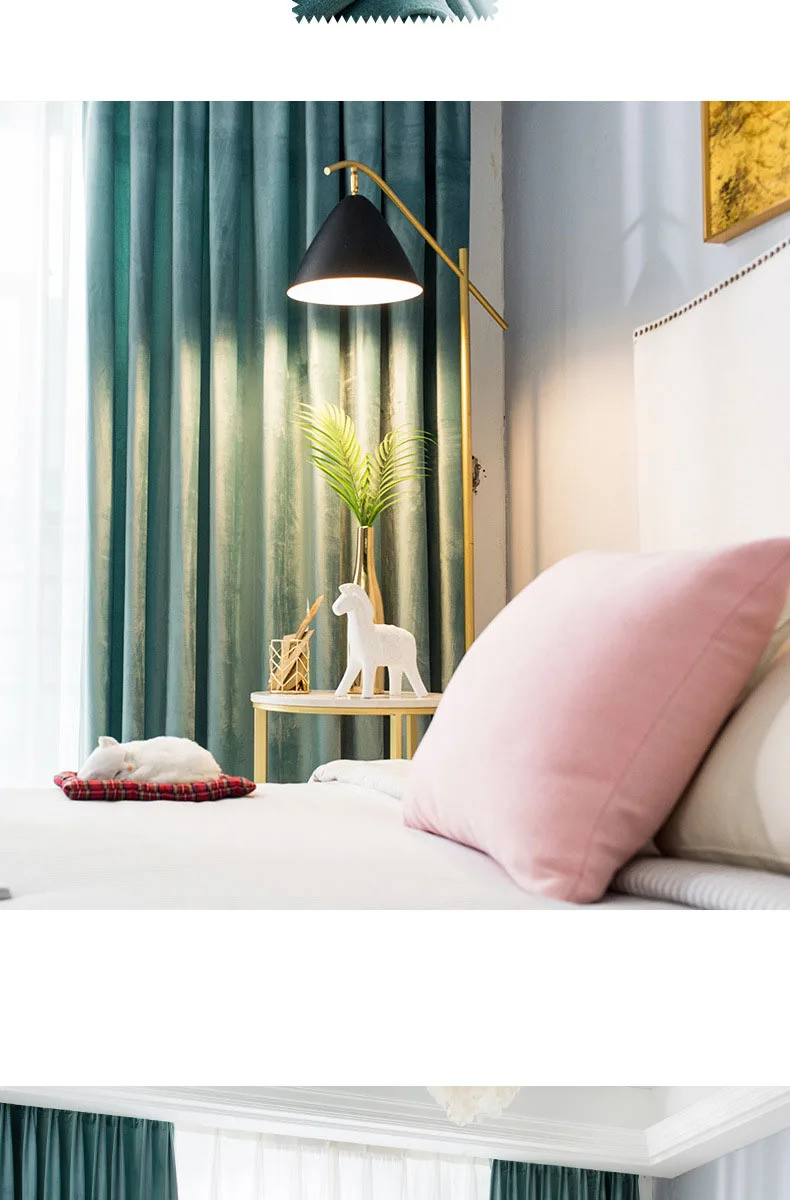 Скандинавские однотонные бархатные мягкие, с щетиной простые современные высокие затенения спальни гостиной сплошной цвет общий плиссированный