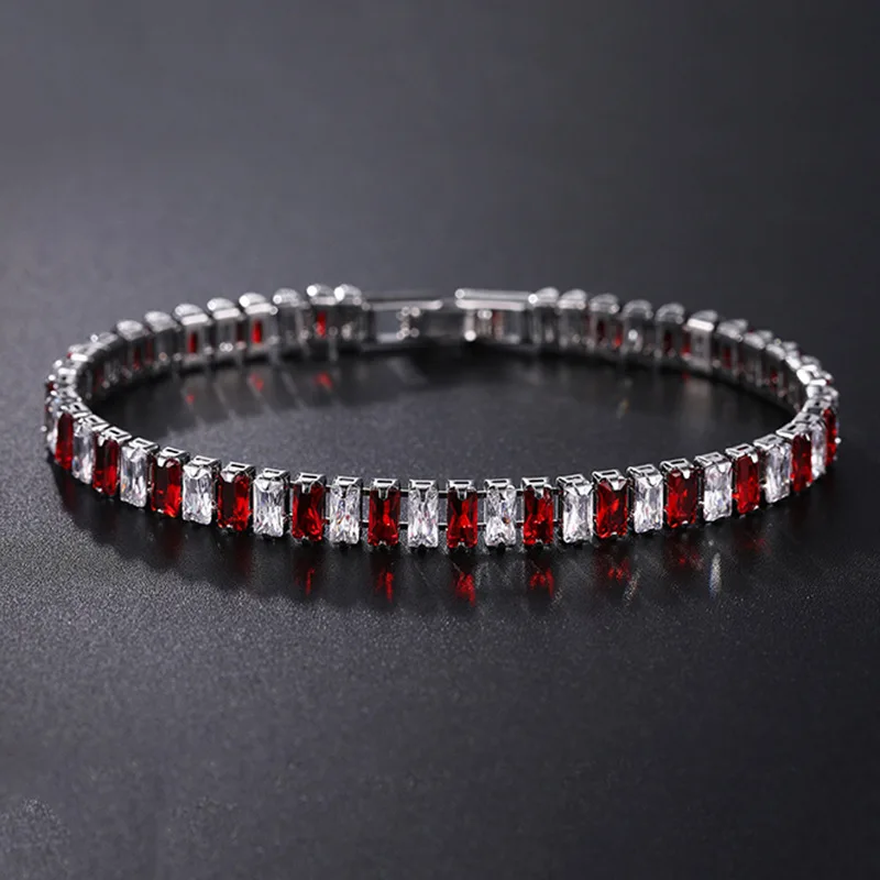 2.5*5mm Cubic Zirconia Bracelet Colorful CZ Tennis Bracelets For Women Men Punk Zircon Bracelet Wedding Silver Color Jewelry - Image 5