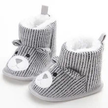 Пинетки для новорожденных; обувь для маленьких девочек; зимняя вязаная обувь с рисунком медведя