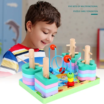 

Wooden Building Blocks Puzzle Toy Kindergarten Pile High Educational Toys Solid Stacking Toddler Block Toy for Children