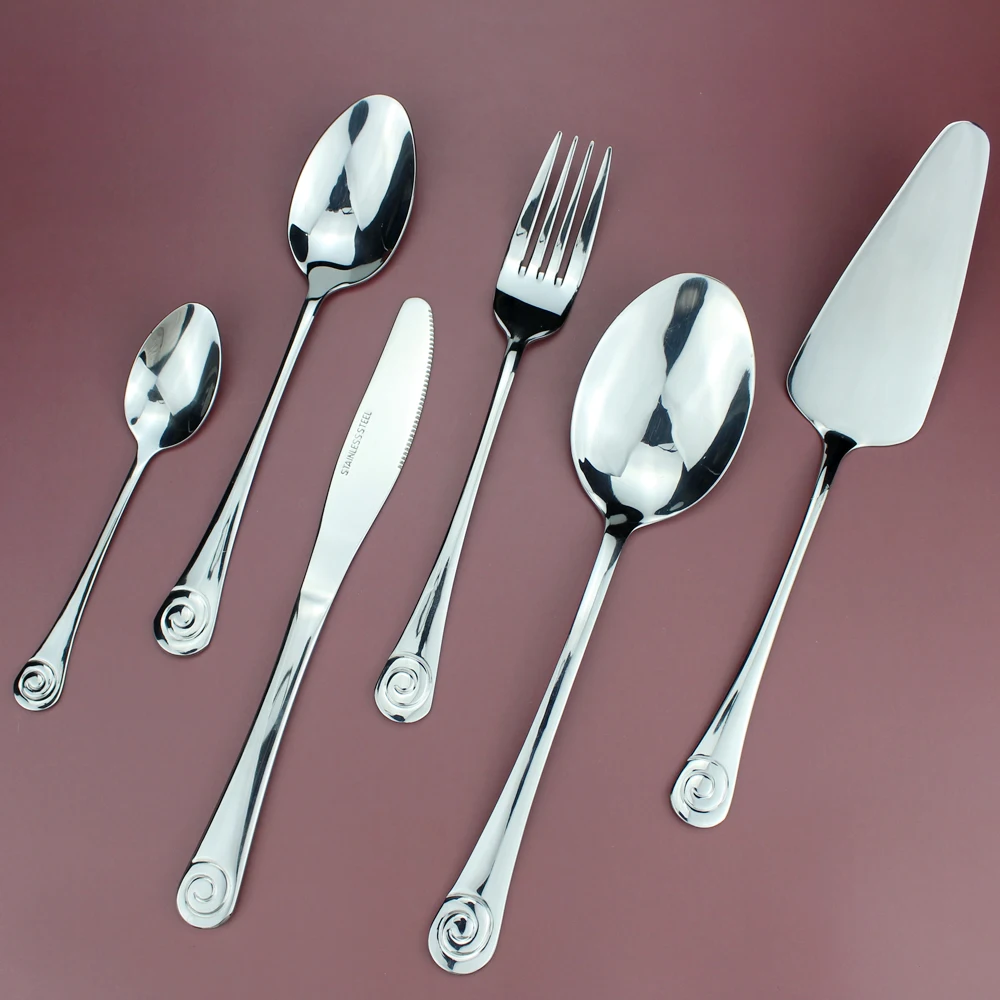 LUCF Stainless Steel Western Practical Dinnerware Cake Server 6pcs Separate Resonable Cutlery Mirror Polish for family