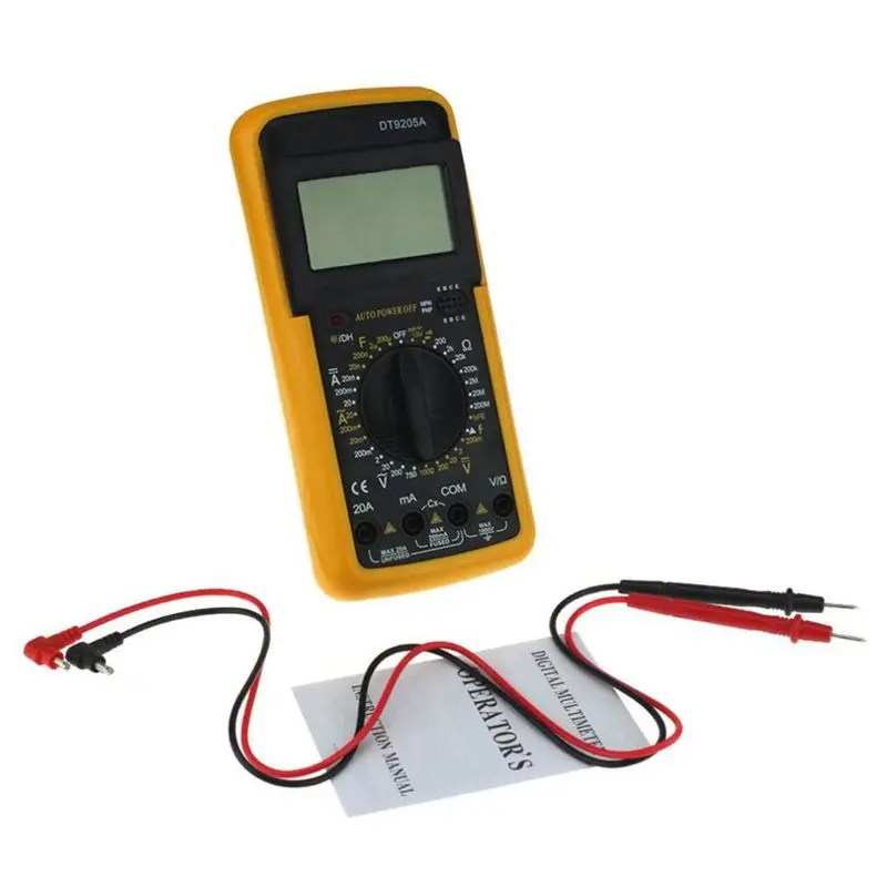 

TOP!-DT9205A Digital Multimeter 1999 Counts AC/DC Volt Amp Ohm Capacitance Diode hFE Continuity Tester Ammeter Voltmeter Ohmmete