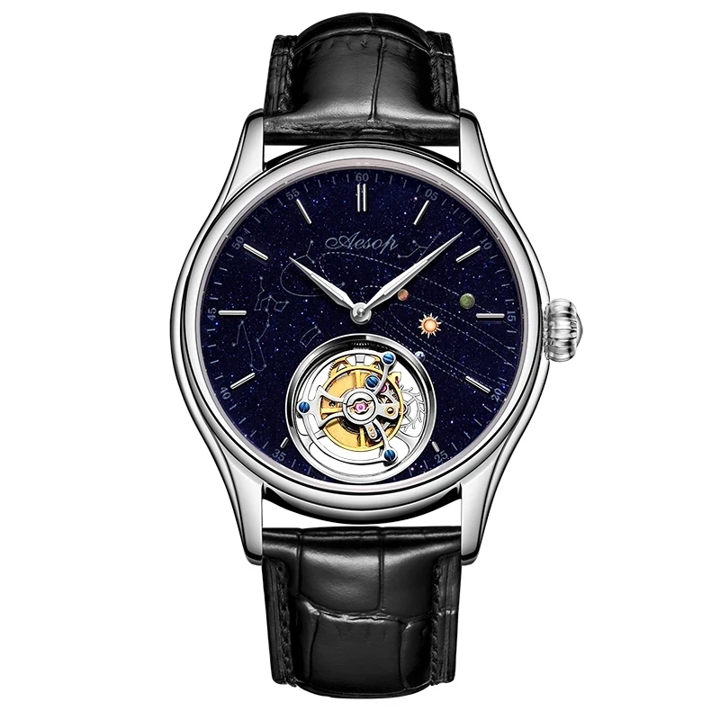 Men's Luxury Mechanical Tourbillon Watches Mens 2020 Goldstone Dial Sapphire Tourbillon Skeleton Movement Watch For Men Fashion