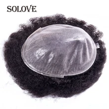 Мужской парик из тонкой кожи 0,12 мм афро кудрявые сменные системы ручной работы шиньоны индийские человеческие волосы remy