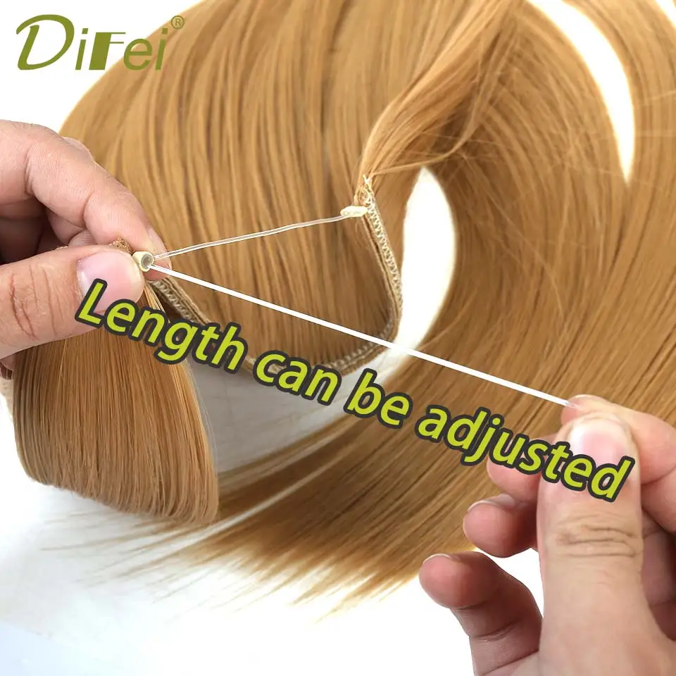 DIFEI 2" длинные волнистые волосы для наращивания без зажима невидимая рыбья линия синтетические натуральные поддельные волосы для женщин