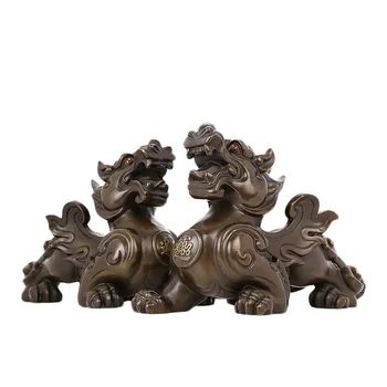 

LAOJUNLU Pure Copper Lucky Fortune Pixiu A Pair Of 2 Optional Feng Shui Ornaments, Seiko small models (pair)