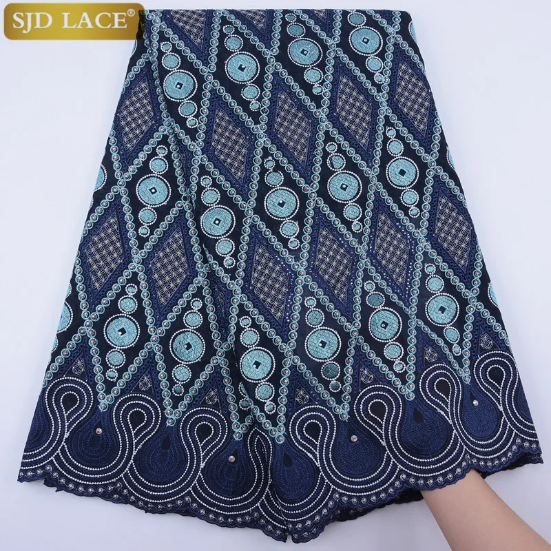 Швейцарская вуаль хлопчатобумажная Кружевная Ткань 5 ярдов африканская вышивка