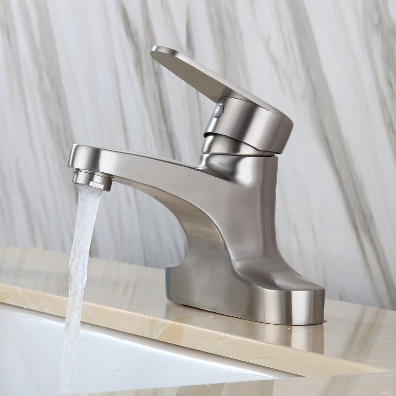 

Double Hole Bathroom Basin Faucet Deck Mount Waterfall Vanity Vessel Sinks Mixer Tap Brushed Surface Cold And Hot Water Tap