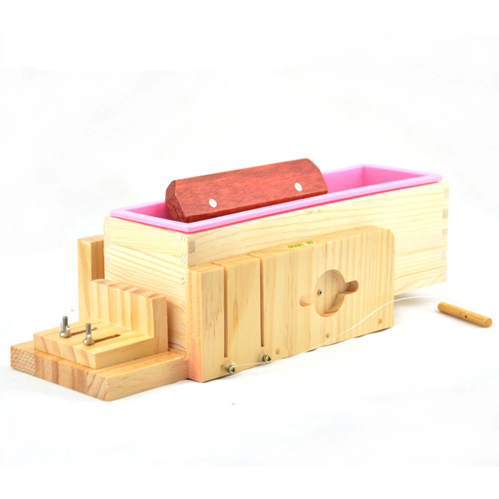 

Portable DIY Handmade Soap Tools Silicone Mold Soap Making Tool Kit+Adjustable Wooden Loaf Cutter Box+Stainless Steel Blade
