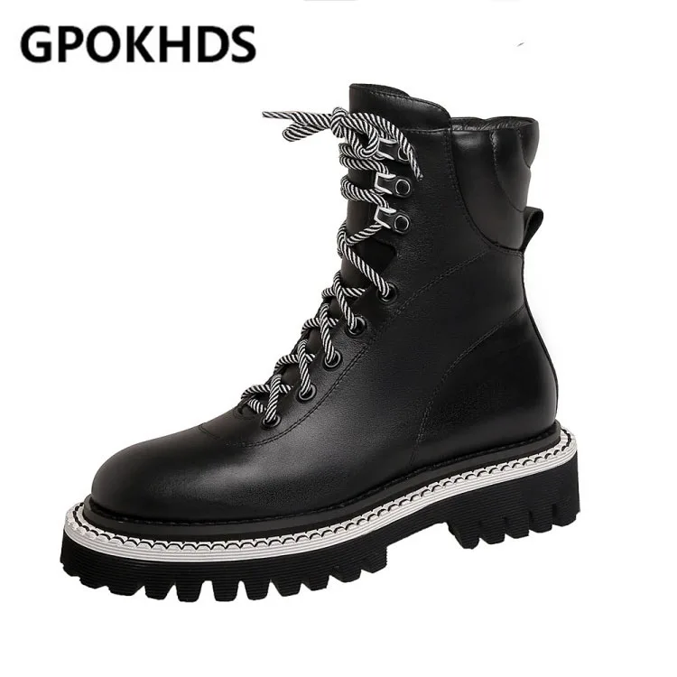 GPOKHDS/2021 г. Женские ботильоны из мягкой коровьей кожи Зимние короткие плюшевые