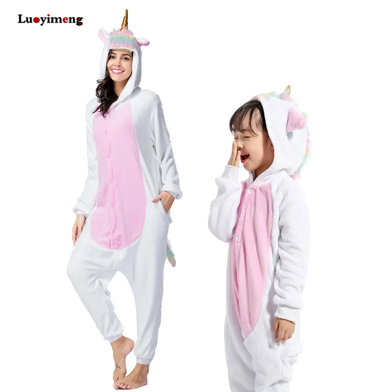 

Kids Adults Kigurumi Pajama Winter Unciorn Pyjamas Women Unicornio Sleepwear Boys Cartoon Overalls Girls Jumpsuit Baby Costumes