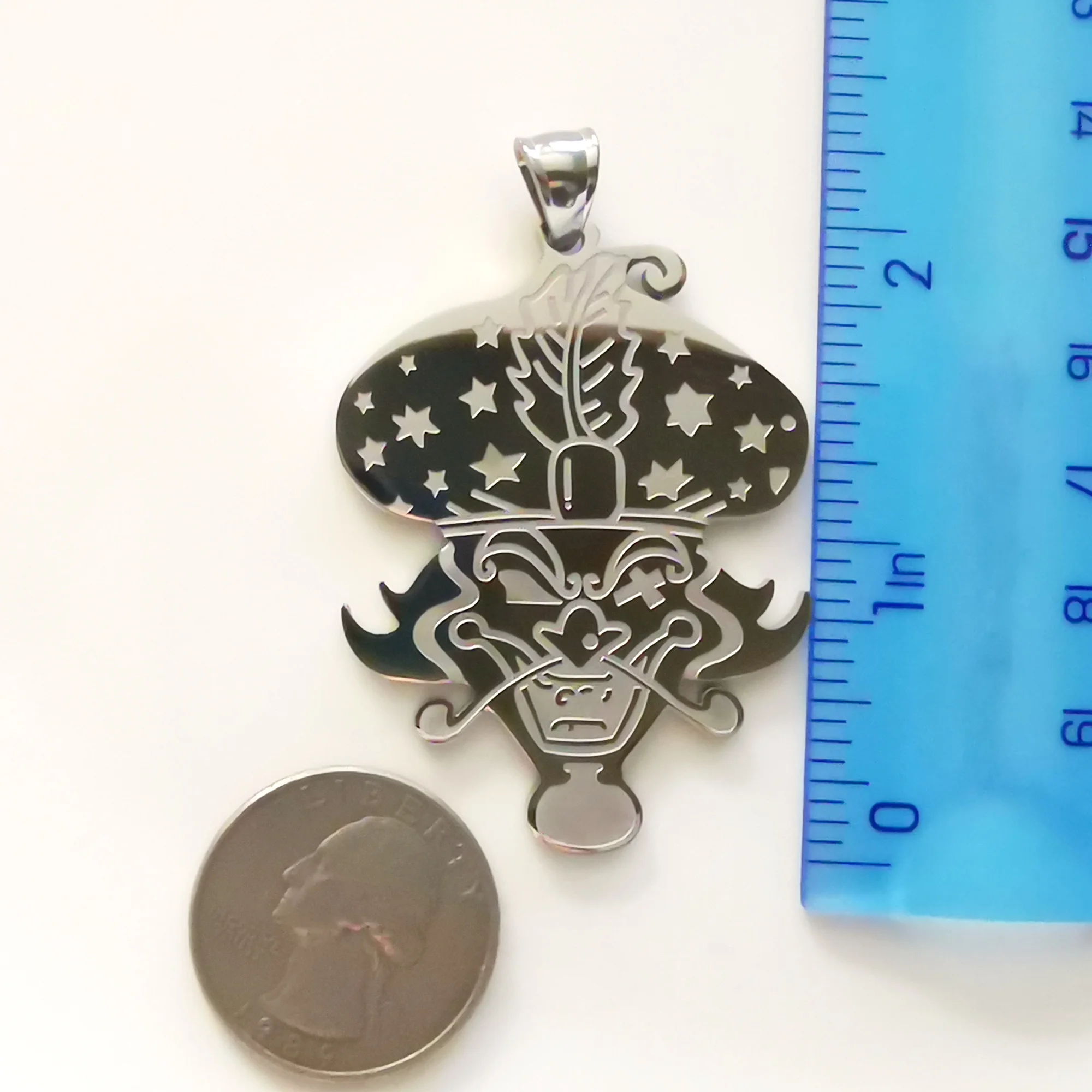 2 inches Tall With 4mm 24 inch Rolo Chain Stainless Steel Necklace Icp Insane Clown Posse Twiztid Hallowicked Rare Charms Pendan 4