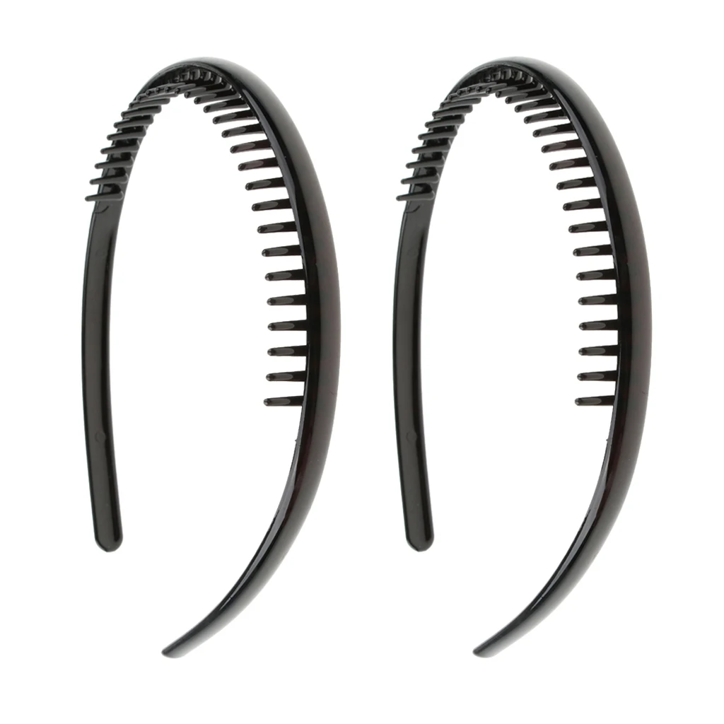 Pack of 2 Toothed Hair Band, Resin Zigzag Headband, Strong Hold Sports Alice Band Headwear