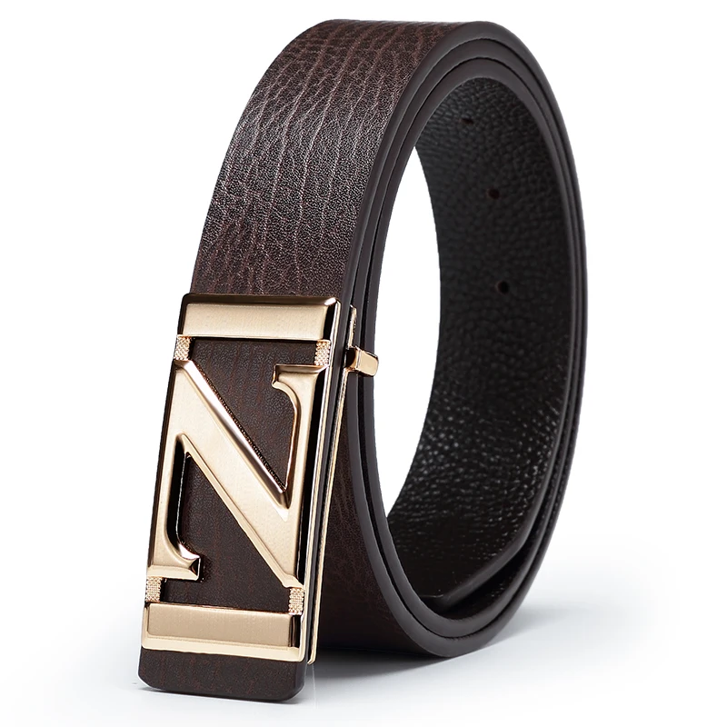 High Quality K Letter Smooth Buckle Men Designer Belts Luxury Famous Brand  Full Grain Leather 3.3cm Casual Ceinture Homme