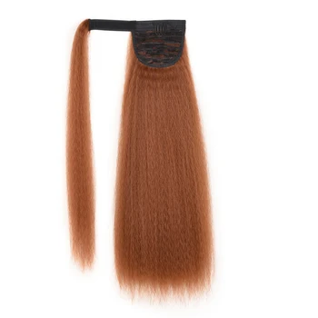 

22 inches Long Yaki Ponytail Clip In Pony Tail Synthetic Hair Extensions Wrap Around on Hair Pieces Fake Ponytails