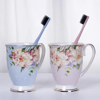 

Bathroom Tumblers Toothbrush Cup Wash Tooth Mug Wash Gargle Suit Cup Luxury Printing Ceramic Bathroom Accessories 10