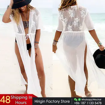 

Women Swimwear Crochet Lace Sexy Bandage Cover Up Beach Long Dress Bathing Swim Clothes Beach Cover-Ups