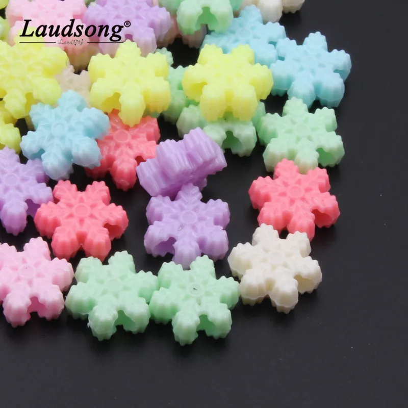 

50PCS 13MM Candy Color Snowflake Shape Beads For Decorating Children's Room Accessories DIY Children's Jewelry Making