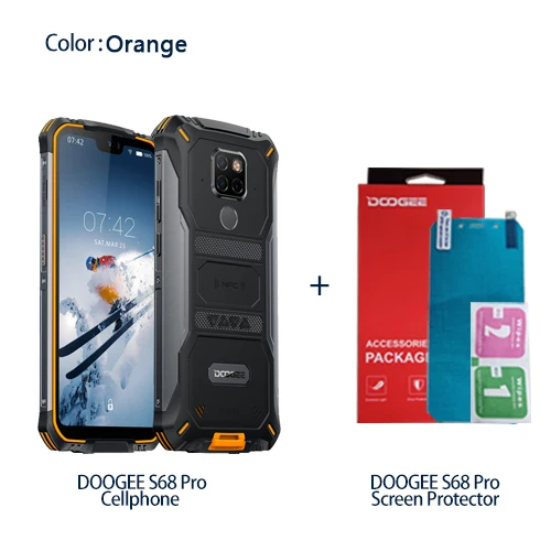 Add Screen Protect-O IP68 Водонепроницаемый DOOGEE S68 Pro прочный телефон Беспроводная зарядка NFC 6300 мАч 12V2A зарядка 5,9 дюймов FHD+ Helio P70 Восьмиядерный 6 ГБ 128 ГБ - Цвет: Add Screen Protect-O