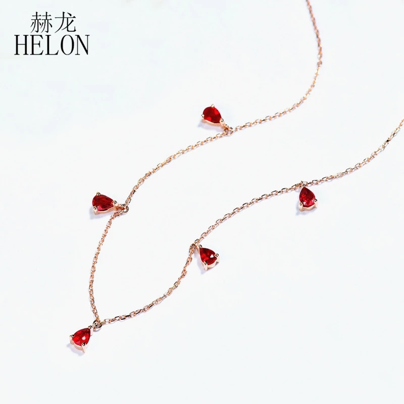 HELON, 18 К, розовое золото, AU750, 1.0ct, сертифицировано безупречно, натуральный рубин, для помолвки, для женщин, Трендовое, хорошее ювелирное изделие, ожерелья