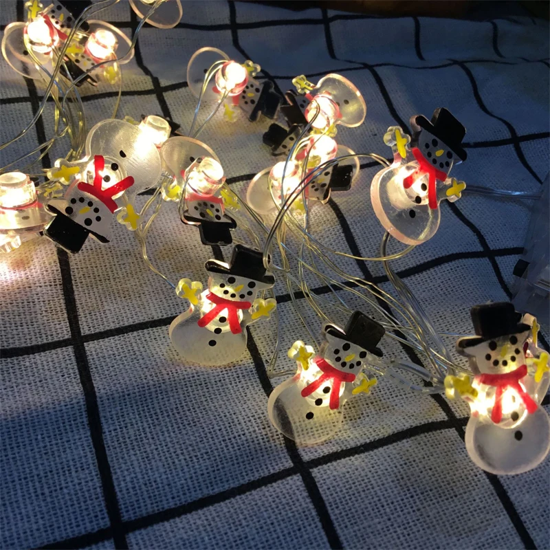 

New Year Christmas Tree Snowflakes Snowman Santaclaus Elk Pumpkin Crutch LED Colored String Lights Christmas Decoration For Home