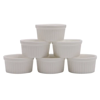 

Drop Ship&Wholesale 6Pcs White Porcelain Souffle Ramekins Desserts Custard Cups Baking Tools 4oz New May28