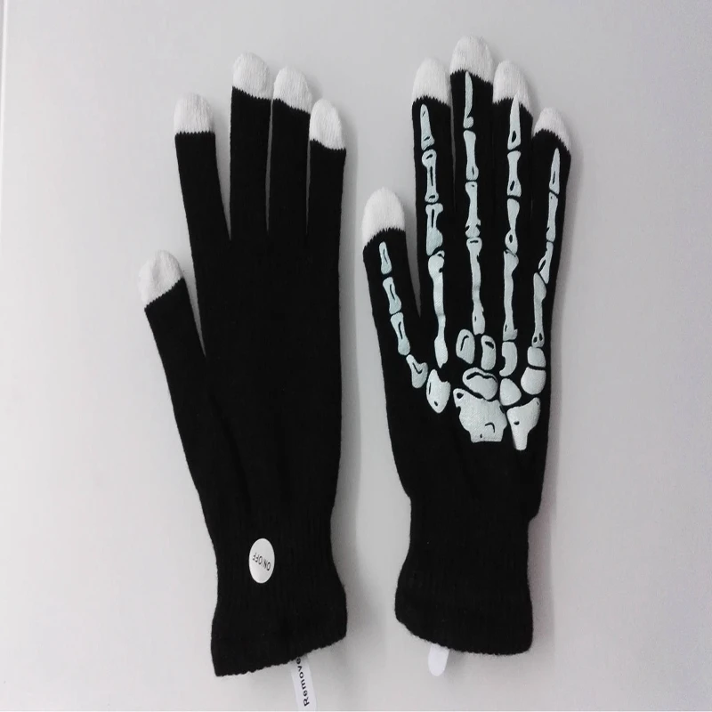 LED Funny Luminous Gloves Christmas Halloween Bar Applicable Props Seven Colors Randomly Change Light-Emitting Toy Children Gift