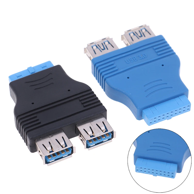Motherboard 2 Ports USB 3.0 A Female to 20 Pin Header Female Connector Adapter USB 3.0 Compatible Data Transfer Rate of 4.8 Gbps