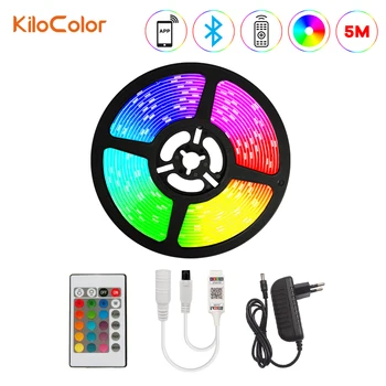

Led Strip Light SMD 5050 Bluetooth controller + 24-Key IR controller Waterproof 5M Mobile APP control