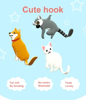 

Animal Cartoon Hook Easy To Stick Non-marking Hook Multifunctional Non-marking Adhesive Refrigerator Magnet Creative Hook Holder