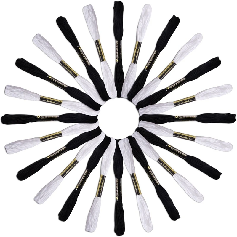 24 skeins of line For Embroidery Cross needle Knitting Bracelets(White and Black