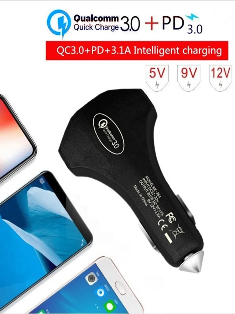 35w QC4.0 3,0 Автомобильное зарядное устройство для redmi iphone huawei двойное зарядное устройство USB быстрая зарядка pd с адаптером порта type c