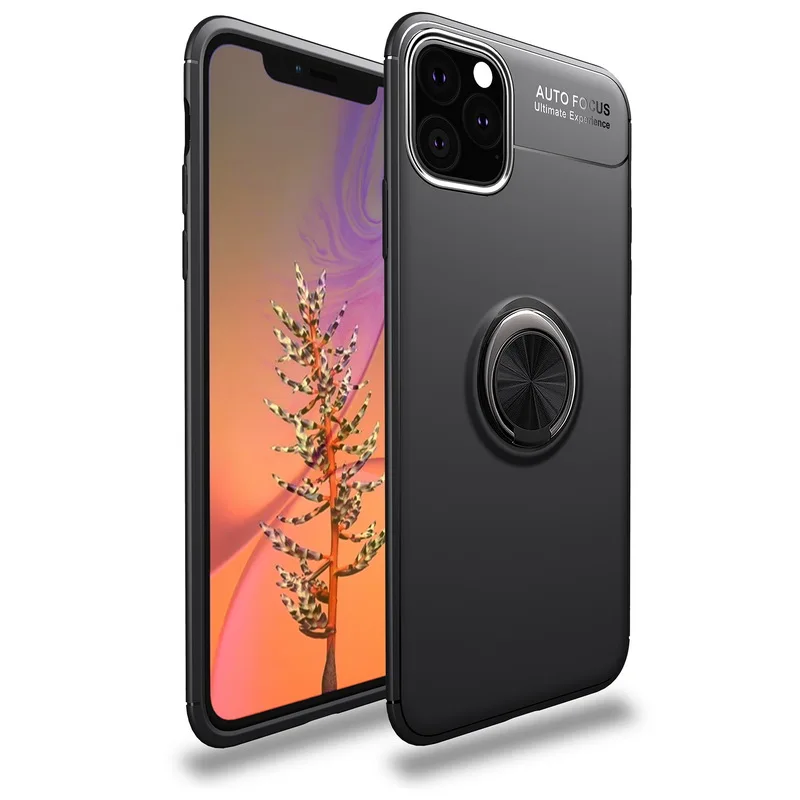 Для Apple iPhone 11 Pro Max XR XS MAX X кольцо держатель резиновый мягкий чехол для iPhone XS Max XR X 8 6s 7 Plus 6 Coque - Цвет: Черный