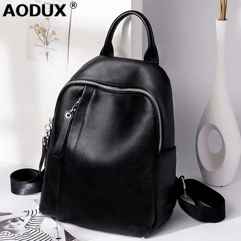black leather backpack silver hardware