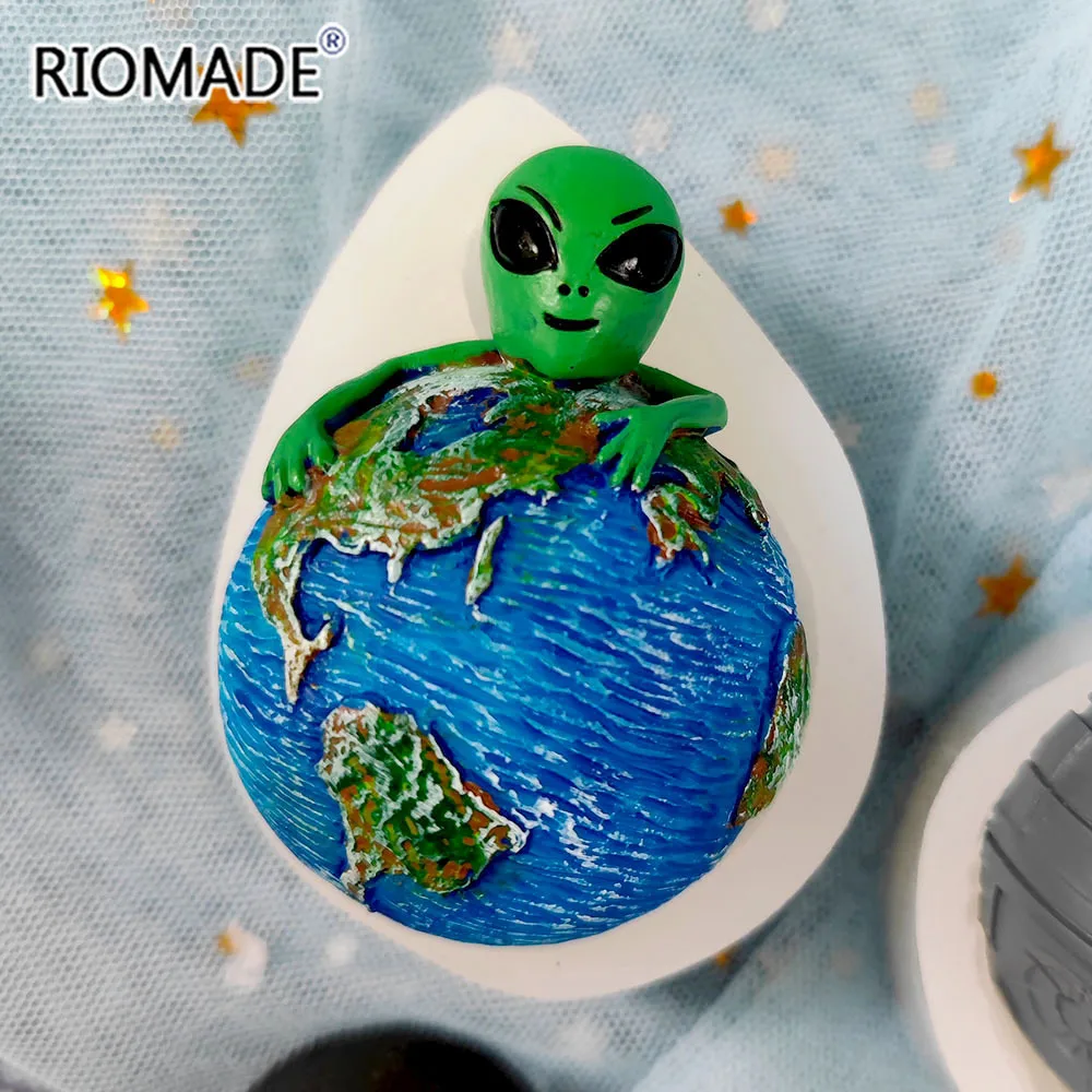 Extraterrestrische Silikonform Alien-Planet-UFO-Modell Fondant-Kuchendekorationswerkzeuge Harz-Ton-Gips-Kühlschrankmagnet-Epoxidform – Detail 6