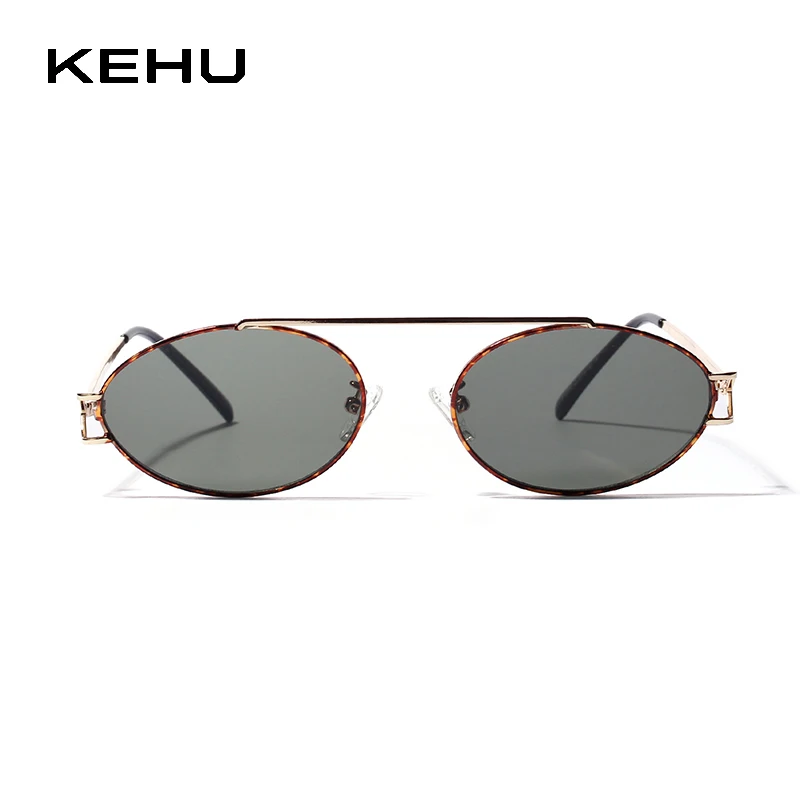 KEHU Fashion Small Oval Sunglasses Women High Quality Alloy Eyeglasses Frame Punk Sun Glasses Ladies Travel Shades UV400 XH34
