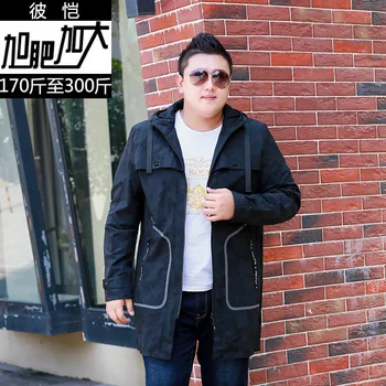 

Men Autumn Plus Fat Plus Size Camouflage Lian Cap Coat Super Fat Extra Large Size Medium Length Money Jacket Coat