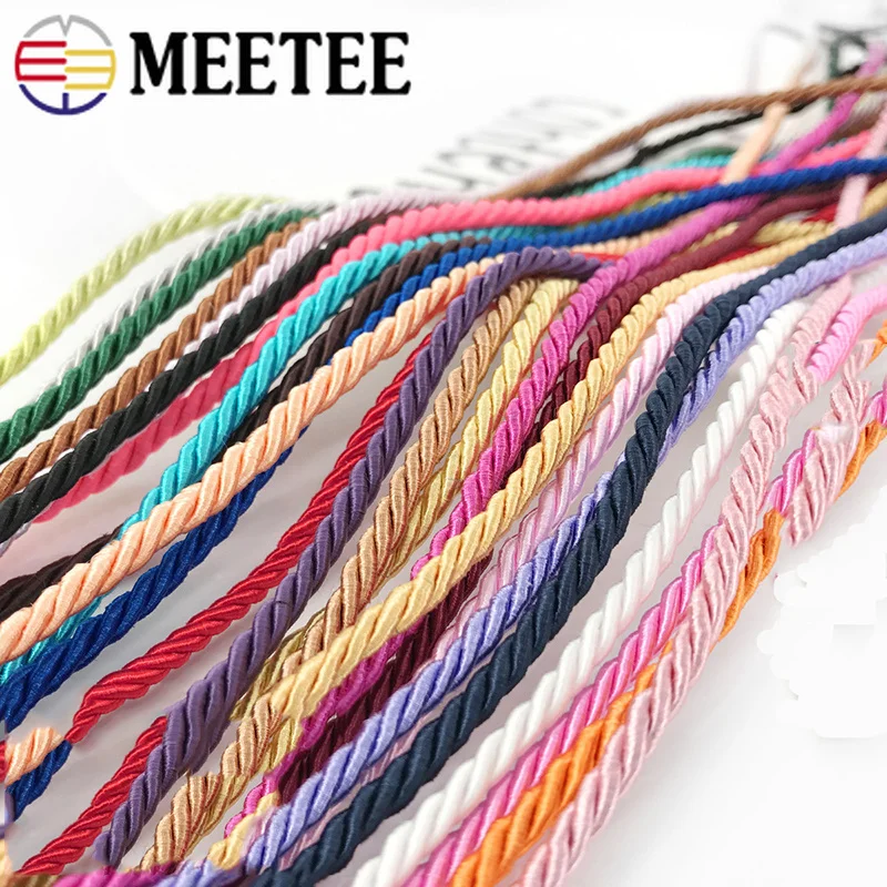 Meetee 10Meters 3mm Polyester Braided 3 Strand Twisted Rope Cords Thread DIY Jewellry Cushion Pillow Bag Decor Accessories CD006 | Дом и сад