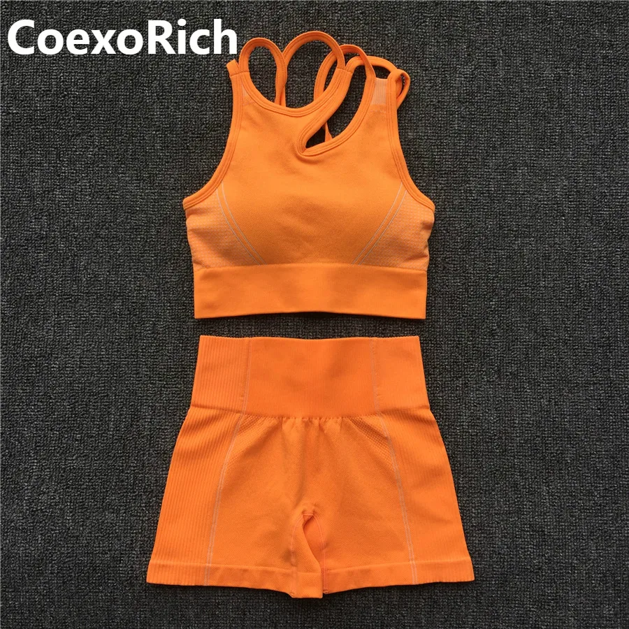 Yoga Set Women Sleeveless Sport Suit Workout Gym Clothes Fitness Sports Bra High Waist Shorts 2 Piece Utra Seamless Sportswear