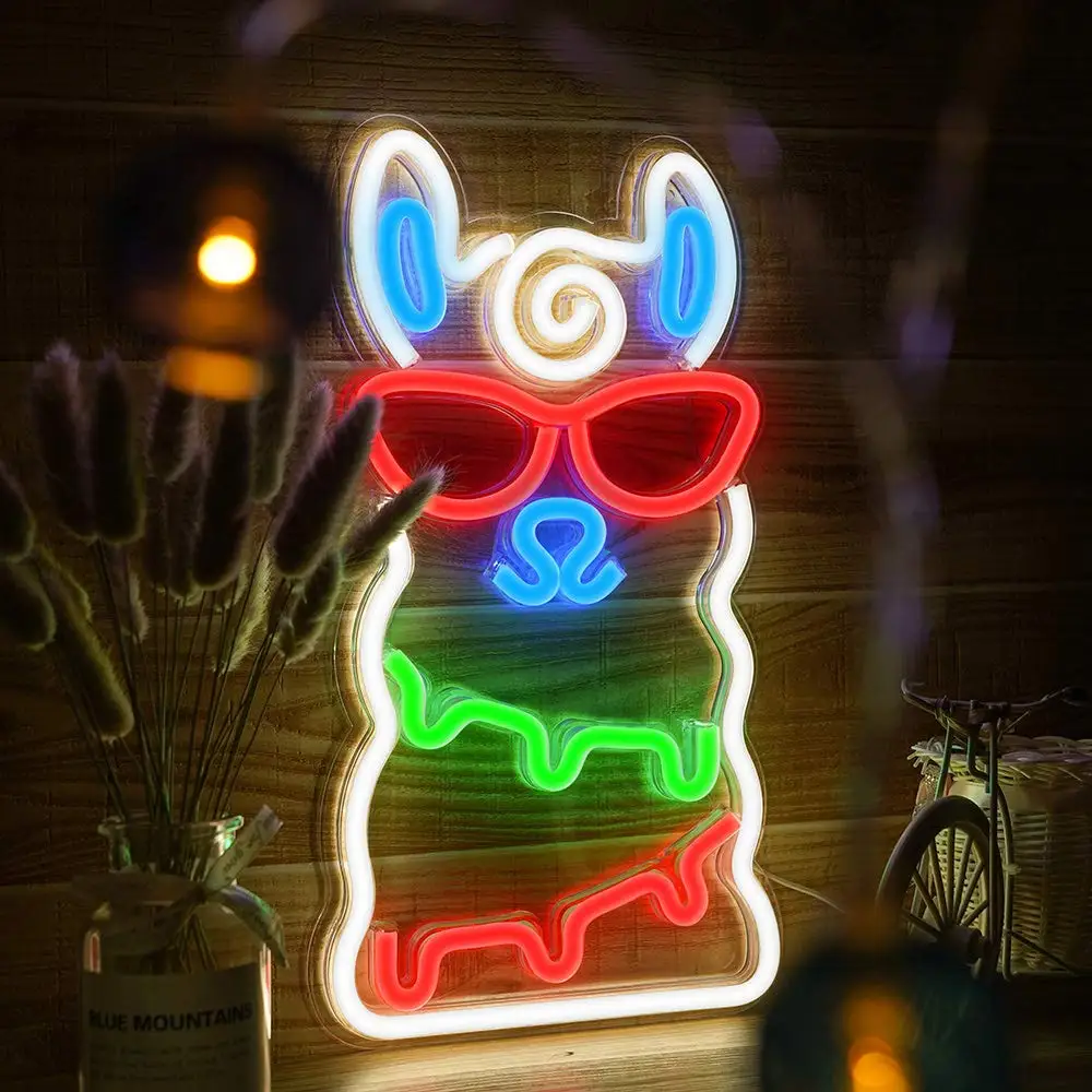 В форме альпаки неоновые вывески светодиодные неоновые огни художественные настенные декоративные USB огни для стены комнаты дети спальня подарок на день рождения Бар Декор