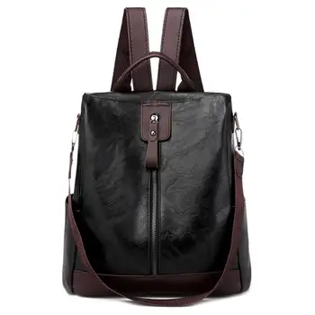 

New Fashion Backpacks Wear-resistant Women Casual Backpack PU Leather Travel Vintage Anti-theft Shoulder School Bag