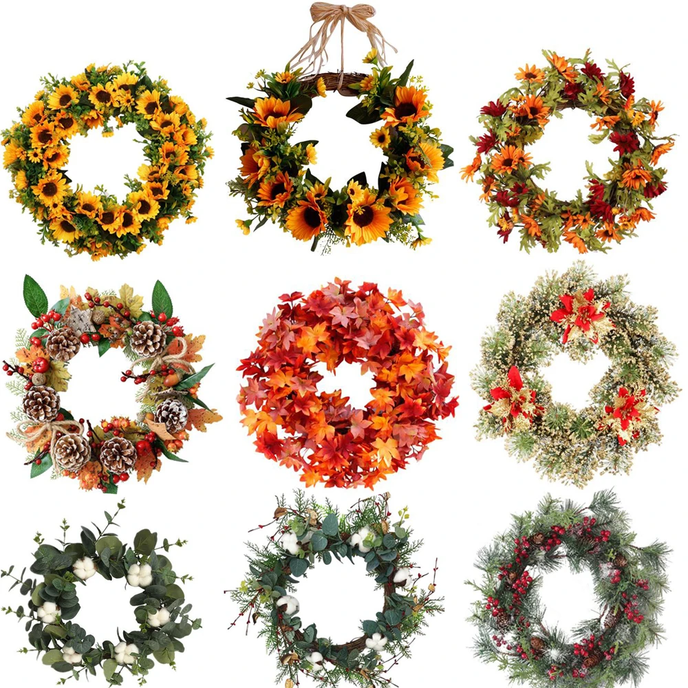 

Artificial Wreath Door Christmas Decorations For Home Garland Garland Green Leaves For Wall Window Decoration Flower #4O