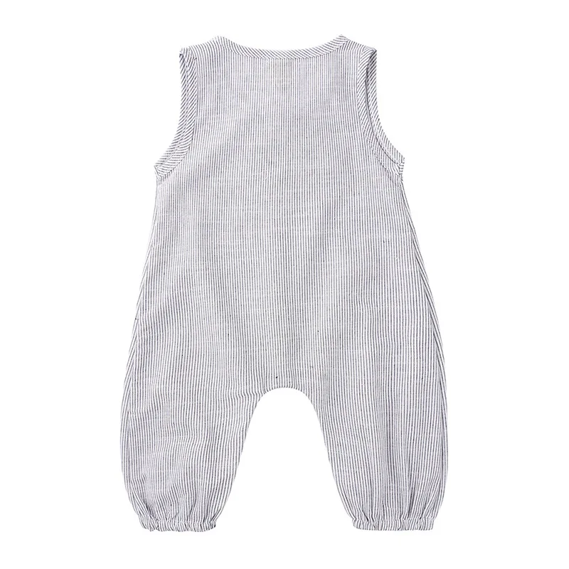 Newborn Baby Boy Girl One-piece Outfit Clothes Striped Sleeveless Cute Romper Casual Buttons Jumpsuit for 0-18M Baby Bodysuits Fur