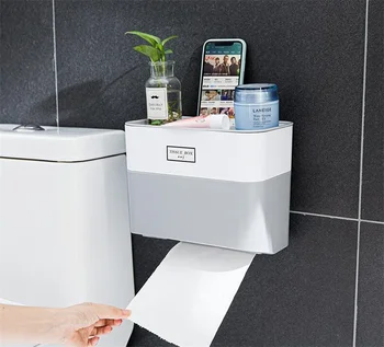 

Free of punch Waterproof Wall Mount Toilet Paper Holder Shelf Toilet Paper Tray Roll Paper Tube Storage Box Creative Tray