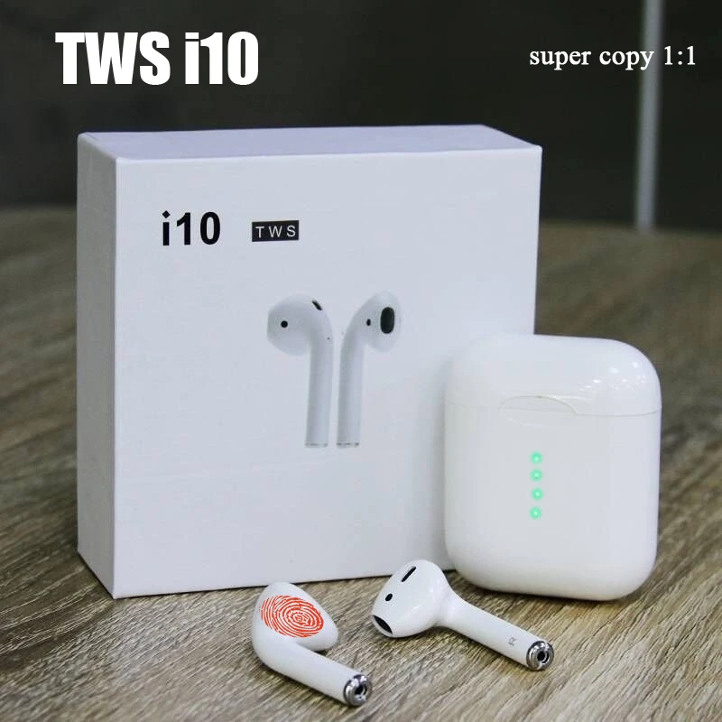 

Bluetooth i10 TWS Double 1: 1 size pop touch function Wireless Bluetooth Earphone Earbuds with Charging Box for android ios