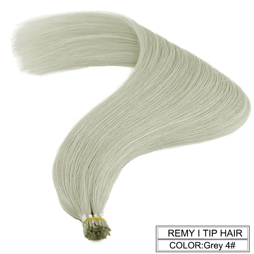 Neitsi, двойные нарисованные волосы Remy с I-Tip, человеческие волосы для наращивания, прямые кератиновые человеческие волосы для наращивания, 1,0 г/локон, 20 дюймов, 28 дюймов - Цвет: Grey4