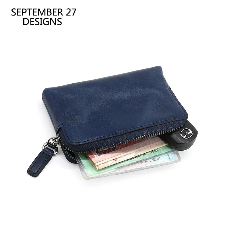 

Key Bag Small Wallets Women Genuine Leather Men Simple Zipper Car Key Purses Credit Card Holder Keys Case Housekeeper Keychain